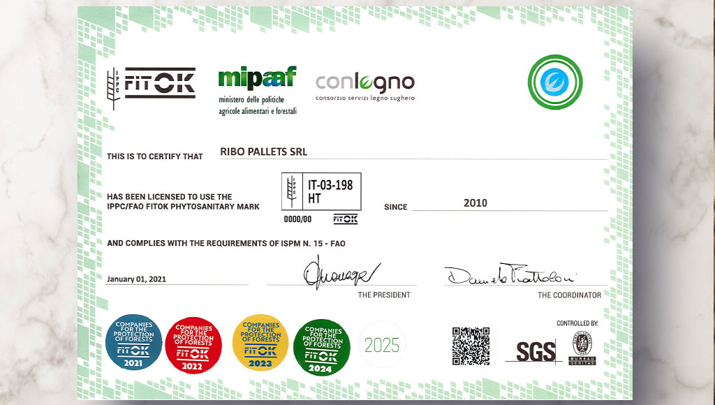 Certificazione FitOk ribo Pallets