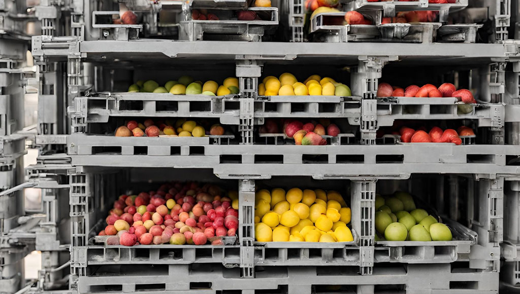 Pallets in plastica per trasporto alimenti